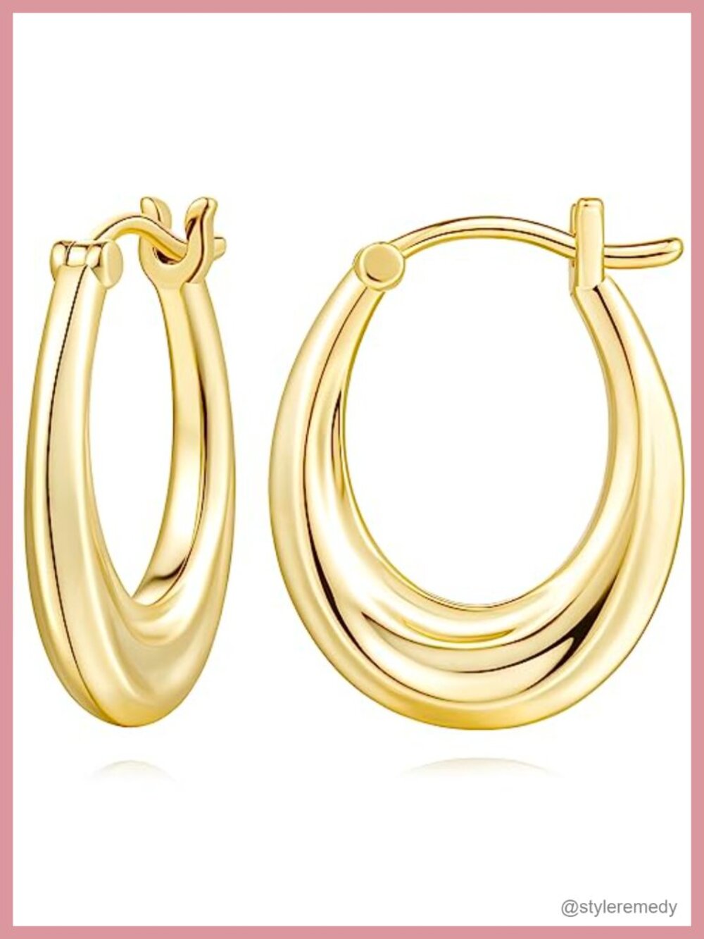 14K Gold Plated Hoop Earrings Hypoallergenic Hinged Click Top Small